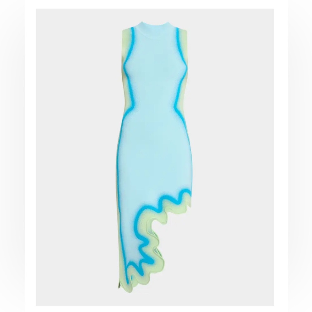 PH5 Wavy Blue and Green Asymmetrical Dress